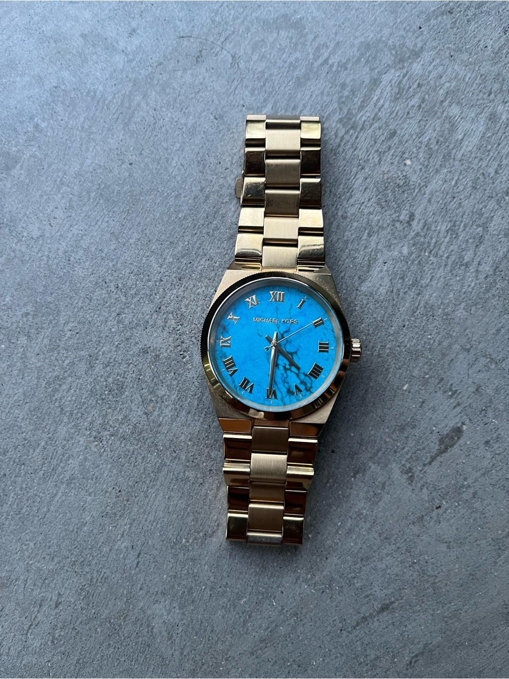 Michael Kors Gold-Tone Watch with Turquoise Marble Dial